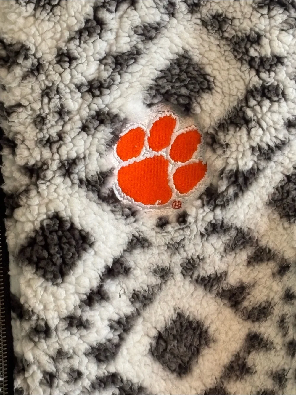 Pressbox Clemson Tigers Sherpa Fleece Vest Large Gray White Full Zip Cozy NCAA - Picture 2 of 9